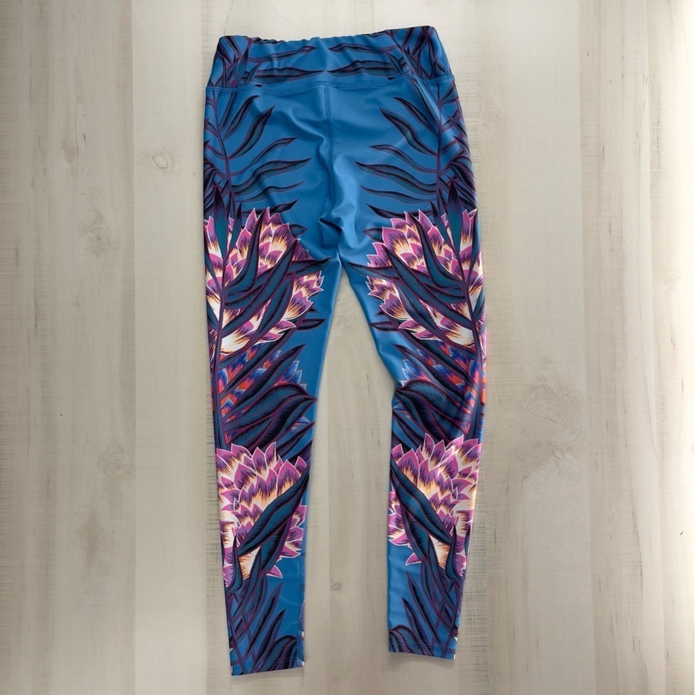 MARA HOFFMAN ACTIVE blue workout floral printed yoga leggings M lotus - Picture 8 of 8